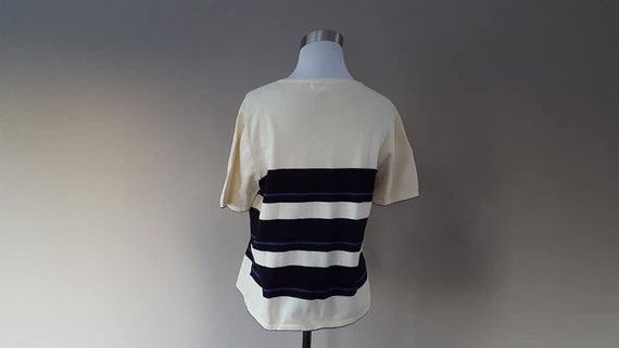 Pullover Medium Casual Corner Black White Striped… - image 5