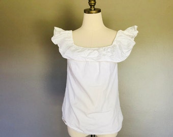 Small White Sleeveless Pullover Blouse Vintage Apparel