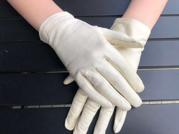 Leather Gloves CRESCENDOE Vanilla White Made In W… - image 10