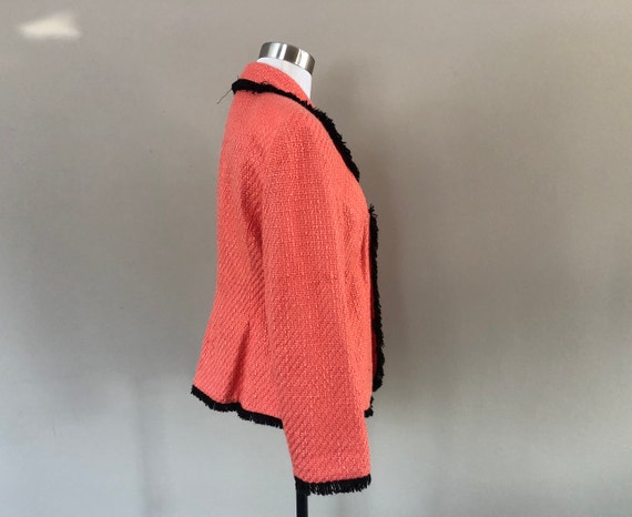 Jacket Size 14 Talbots Petites Orange Black Fring… - image 3