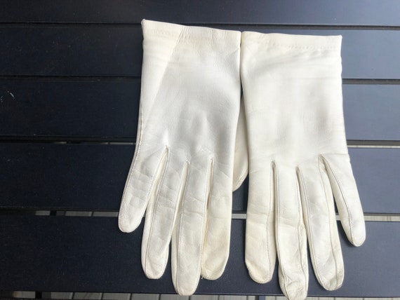 Leather Gloves CRESCENDOE Vanilla White Made In W… - image 8