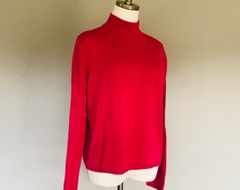 Large Long Sleeve Pink Long Sleeve Mockneck Pullover Sweater Vintage Apparel