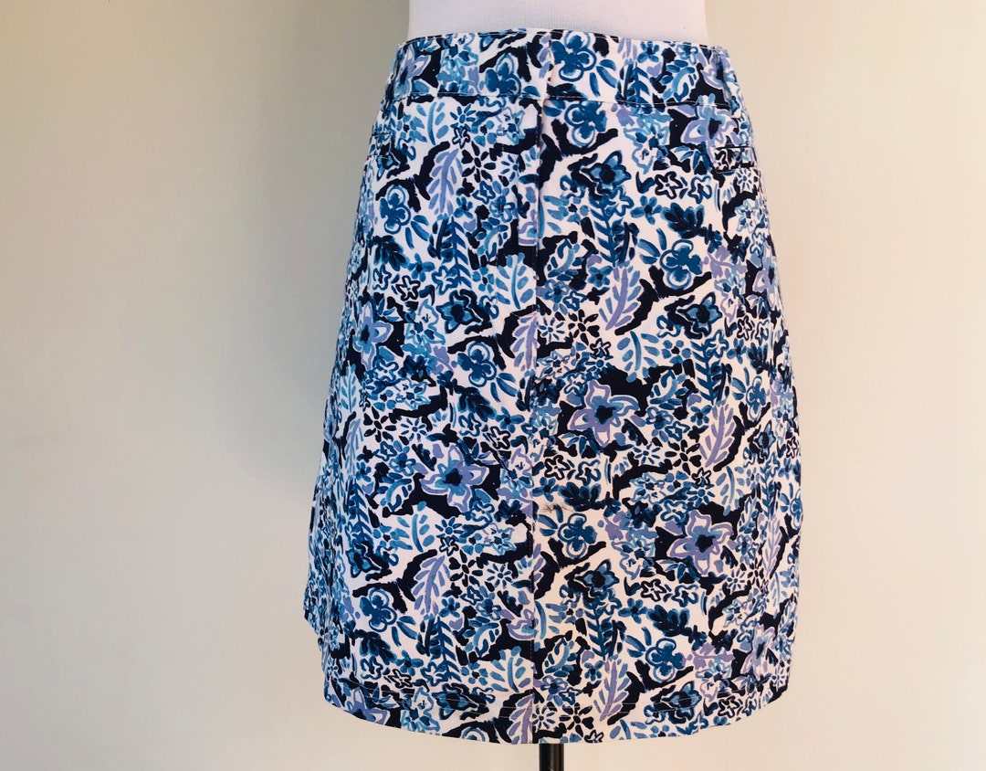 Golf Skirt Culottes Skort Size 18W Coral Bay Women Blue White Floral