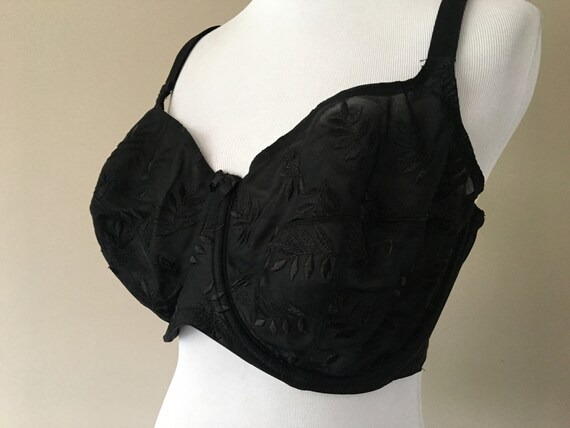 Bra 34J Panache Black Lacy Underwire Brassiere Vin