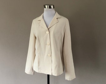 Jacket Size 8P Sag Harbor Eggshell White Long Sleeves Vintage