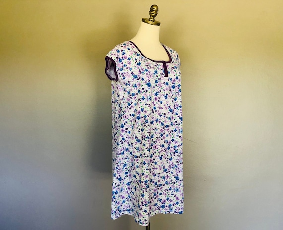 Nightgown Large Carole Hochman Pullover Purple Blue Floral Scoop
