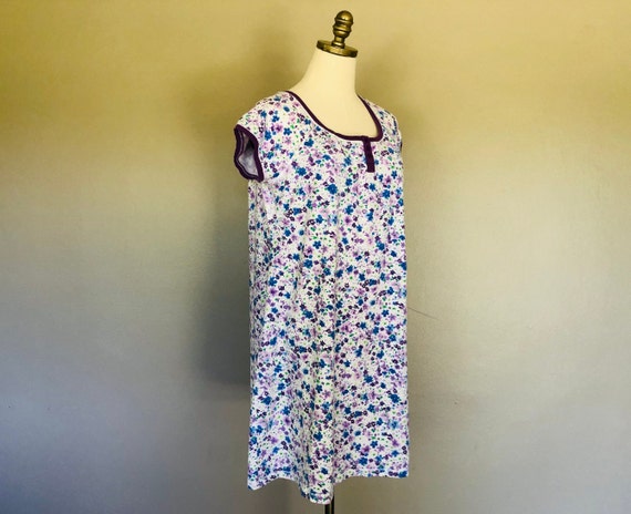 Nightgown Large Carole Hochman Pullover Purple Blue Floral Scoop Neck Short  Sleeves Vintage Sleepwear -  Canada