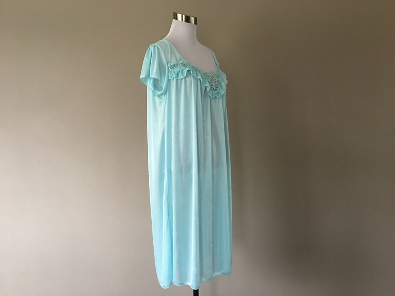 Nightgown Large LATI Fashion Intimates Blue Scoop Neck NWOT Original Tags Never Worn Vintage Lingerie