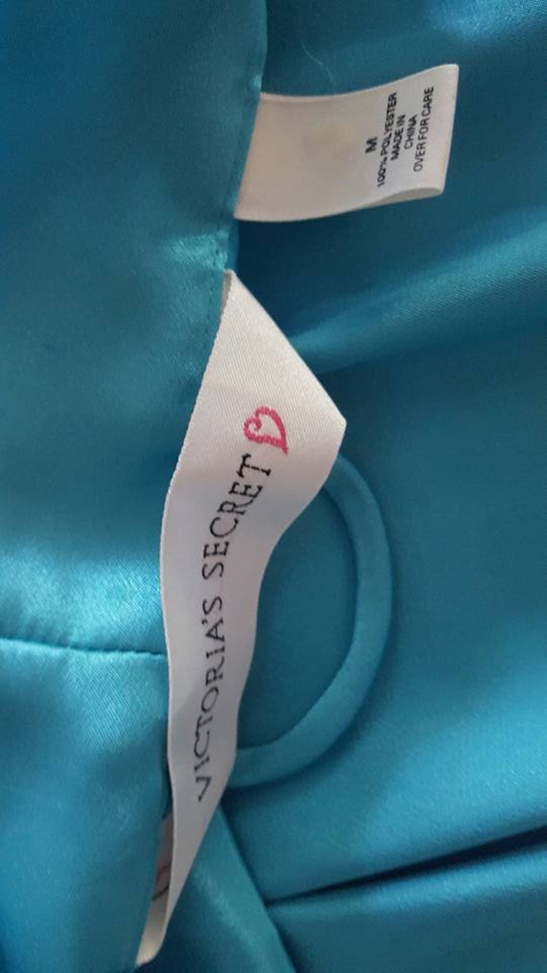 Robe Medium Victoria/'s Secret Heart Tag Turquoise Pockets Inner and Outer Ties Vintage Lingerie