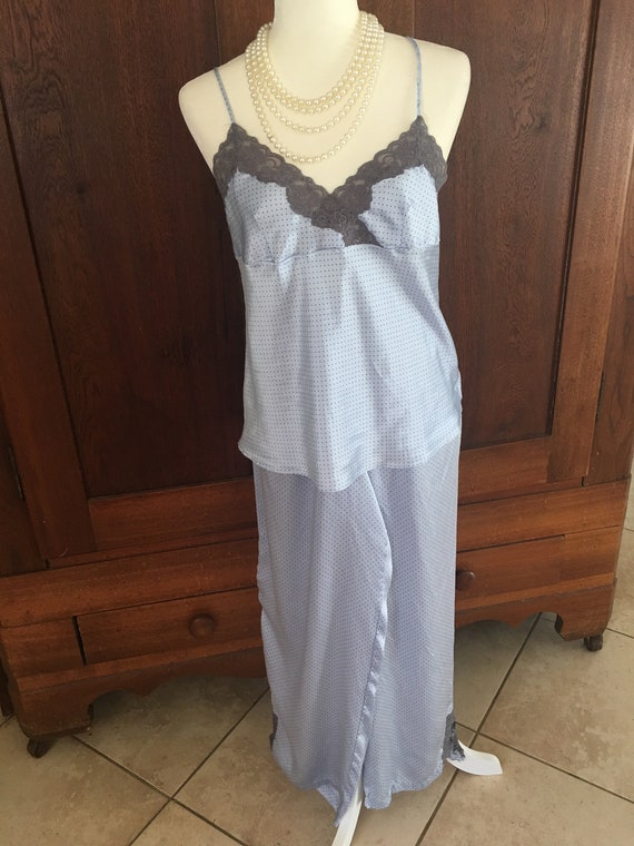 SILK Hillard Hanson Pajamas Blue Polka Dot Medium