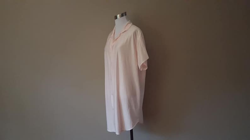 Sleep Shirt Medium Private Moments Bed Top Night Shirt Pink Nylon Vintage Lingerie