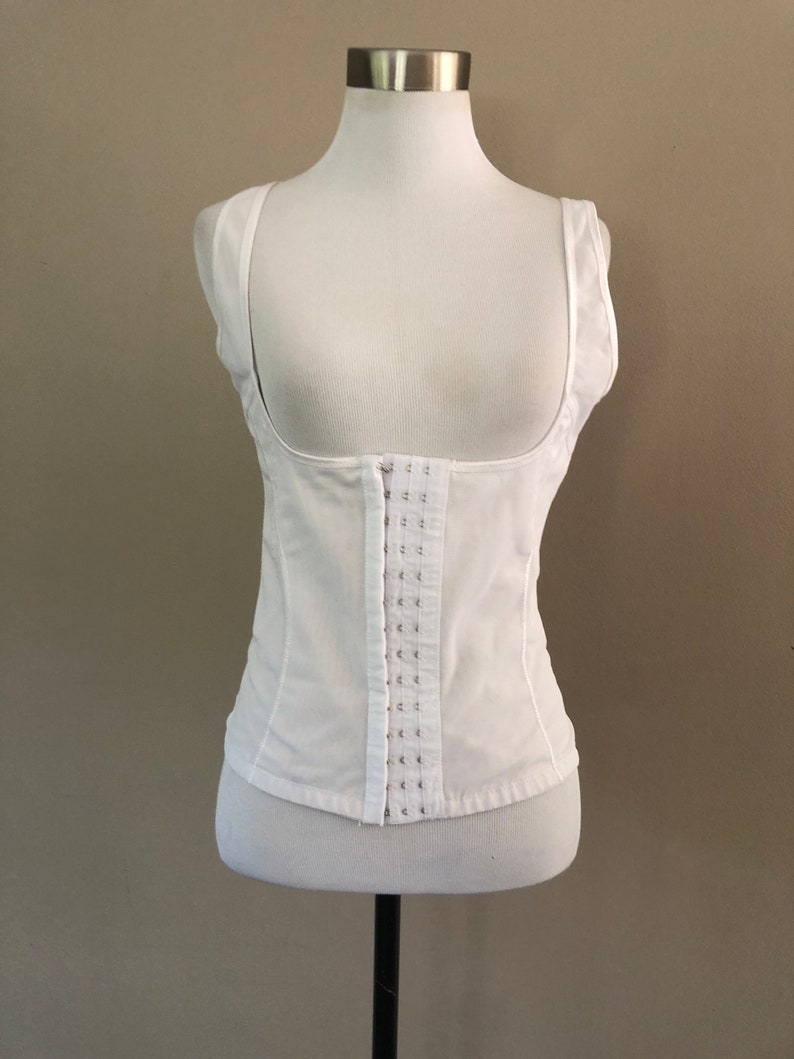 Torsette White Large Nylon Spandex Firm Back Underbust Carriage Support Vintage Lingerie