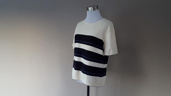 Pullover Medium Casual Corner Black White Striped… - image 4
