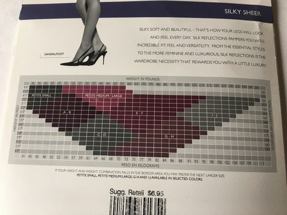 Hanes pantyhose size clearance chart