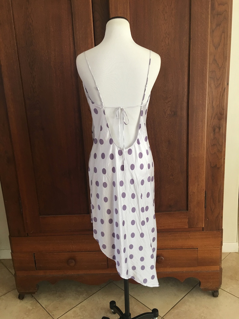 SILK Nightgown Victoria/'s Secret Small Lavender with Purple Polka Dots Asymmetrical Hem