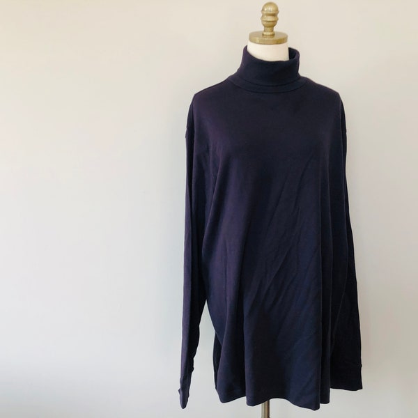 Pullover XL Blue Turtleneck  Mens 46 48 Lands End