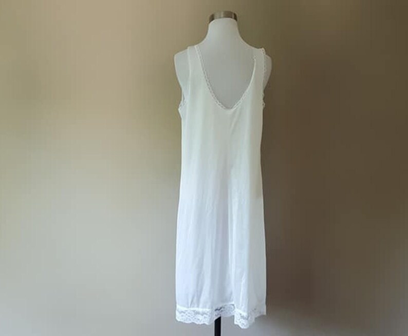 Full Slip Size 38 Blair Large White Nylon and Lace Slip Dress Vintage Lingerie