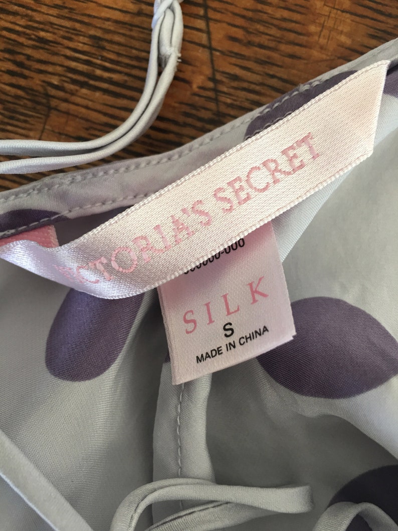 SILK Nightgown Victoria/'s Secret Small Lavender with Purple Polka Dots Asymmetrical Hem