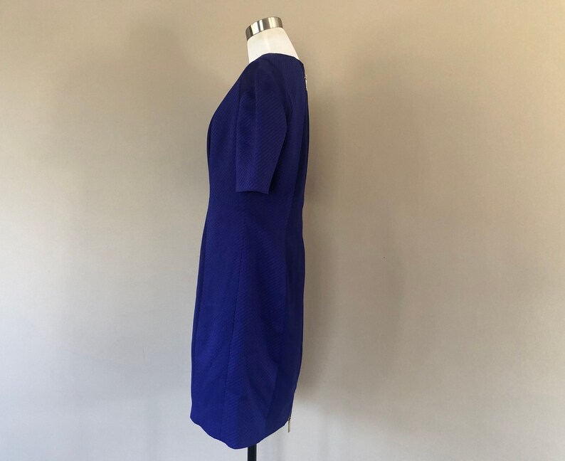 Dress Ted Baker London Size 4 Blue Purple Short Sleeves Back Zipper Small Vintage Apparel