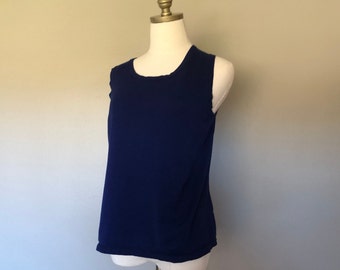 Pullover Large Coldwater Creek Navy Blue Sleeveless Vintage Sweater