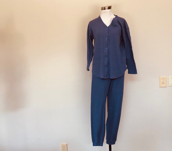 Pajama Set Small Victoria's Secret Blue Cotton Wa… - image 1