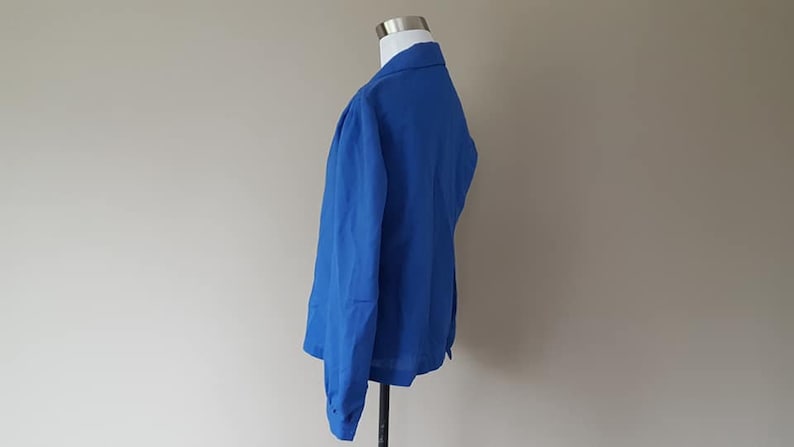 Blouse Size 8 FA Chatta Ltd Medium Long Sleeved Blue Rayon Polyester Shirt Made In USA Vintage Apparel