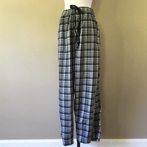 Sleep Pants Plus Size 1X IZOD Gray White Plaid Bed Bottoms Rayon Elastic Band Waist  Vintage Lingerie