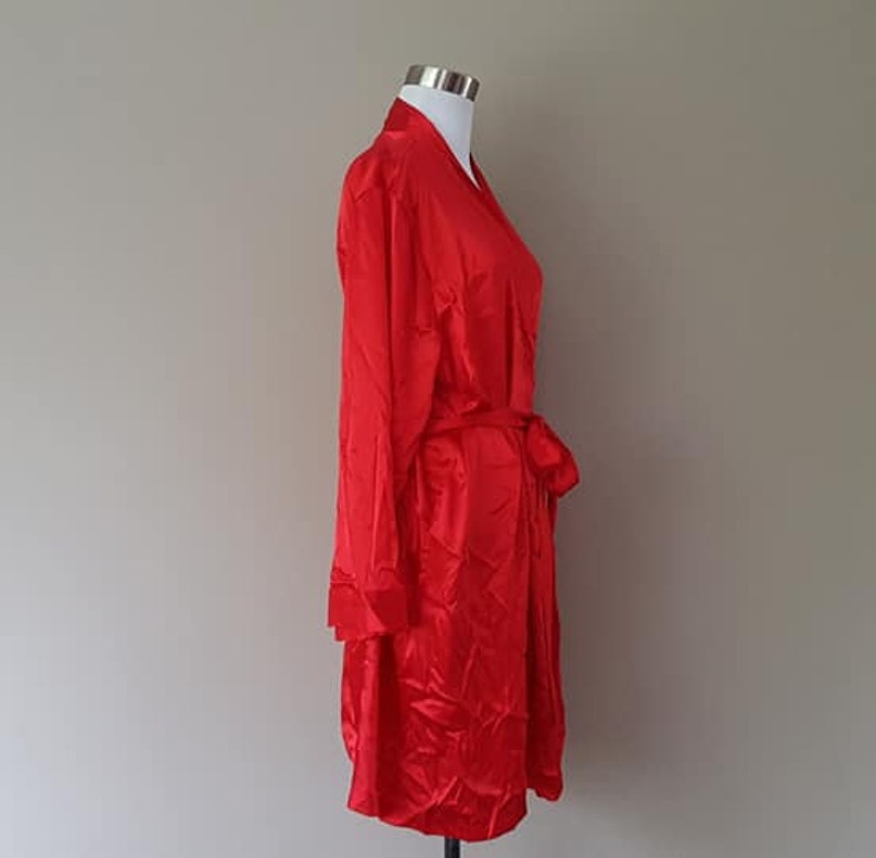 Robe Large Morgan Taylor Intimates Red Kimono Style Inner and Outer Ties Vintage Lingerie
