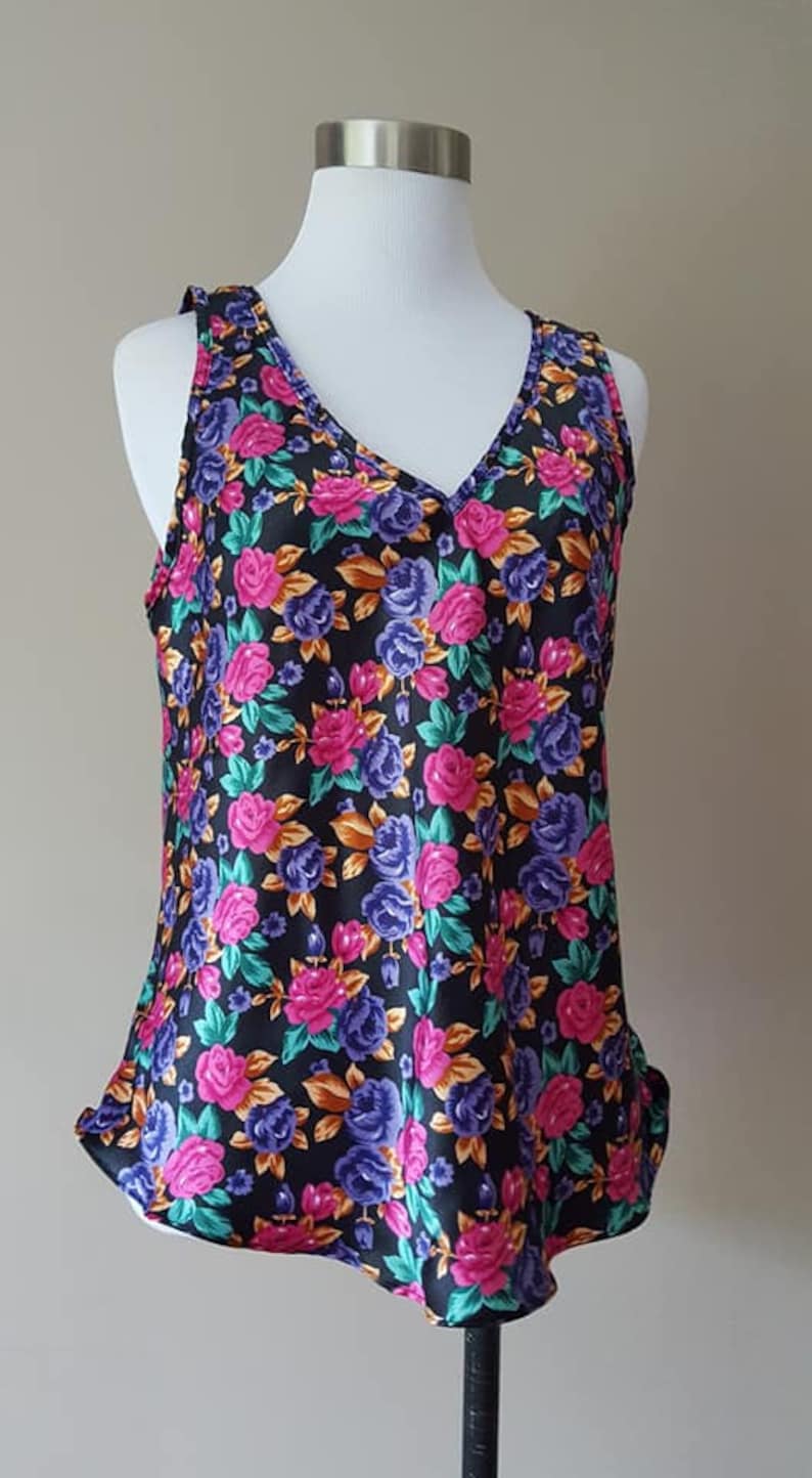 Camisole Purple Multi Color Floral Large