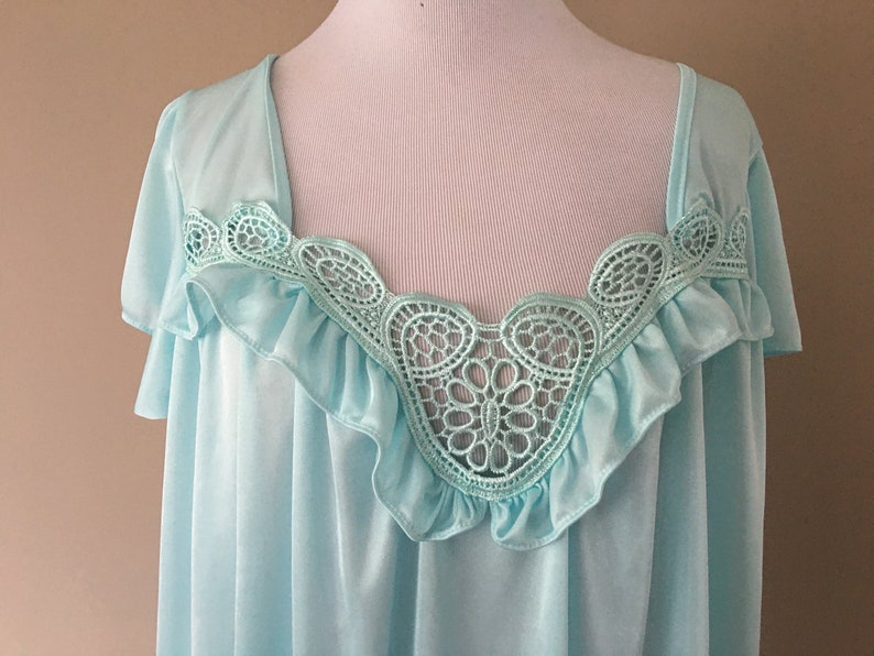 Nightgown Large LATI Fashion Intimates Blue Scoop Neck NWOT Original Tags Never Worn Vintage Lingerie