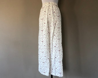 Sleep Pants Large Charter Club Intimates White Cotton Red Birds Pajama Bottoms  Resting Wear Loungewear  Vintage Lingerie