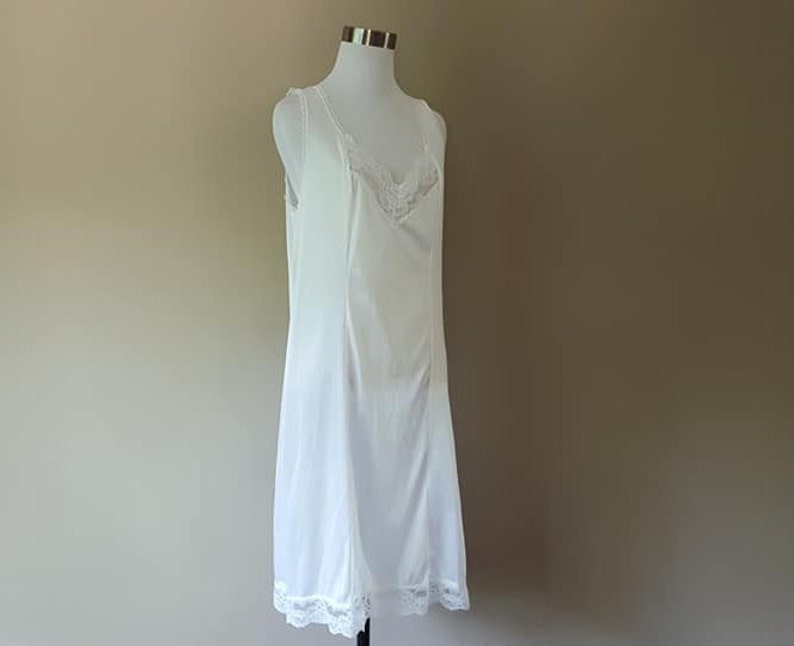 Full Slip Size 38 Blair Large White Nylon and Lace Slip Dress Vintage Lingerie