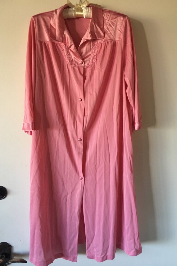 Vanity Fair Pink Robe Large Vintage 70’s Pockets Bott… Gem