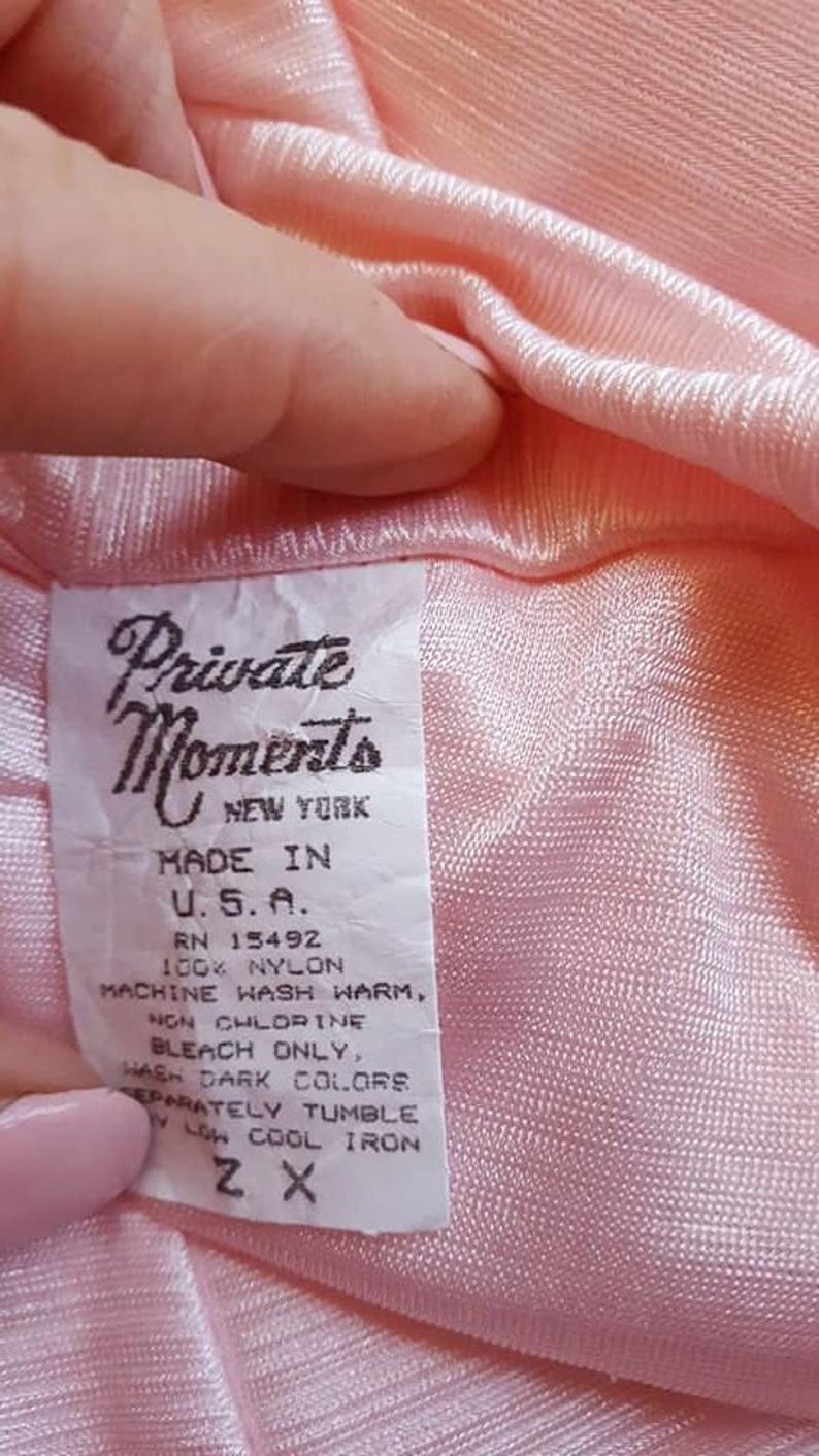 Sleep Shirt Medium Private Moments Bed Top Night Shirt Pink Nylon Vintage Lingerie