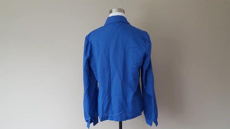 Blouse Size 8 FA Chatta Ltd Medium Long Sleeved Blue Rayon Polyester Shirt Made In USA Vintage Apparel