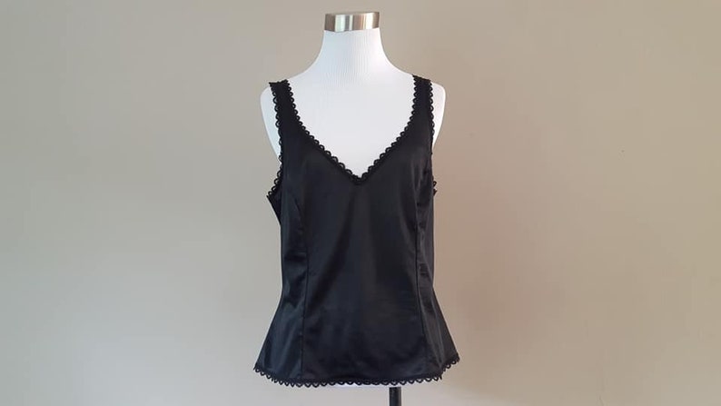 Camisole Size 38 Montgomery Ward Cami Black Nylon Medium Vintage Lingerie