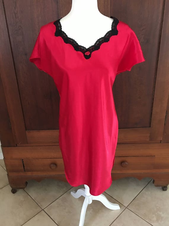 Small Red Chemise Slip Dress Nightgown... - image 1