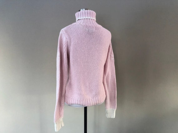 Pullover Sweater  Medium SO Pink Turtleneck Snowf… - image 7