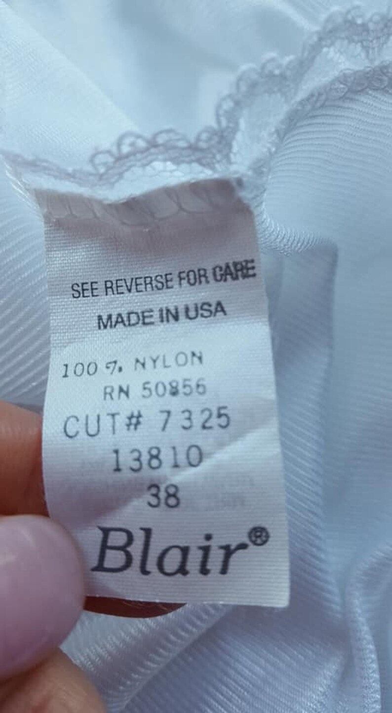 Full Slip Size 38 Blair Large White Nylon and Lace Slip Dress Vintage Lingerie