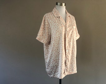 Pajama Top Medium Serenedelicacy Sleep Shirt Short Sleeves Front Buttons Vintage Sleepwear