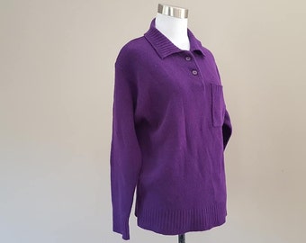 Sweater Small Laura Scott Purple Pullover Made In Hong Kong Long Sleeves  Vintage Apparel