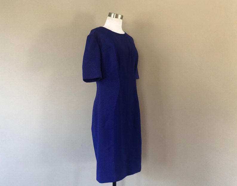 Dress Ted Baker London Size 4 Blue Purple Short Sleeves Back Zipper Small Vintage Apparel