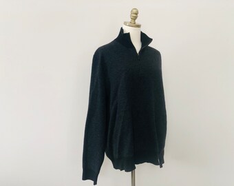 Pullover XL Polo Merino Wool Gray Zipper Mockneck MH