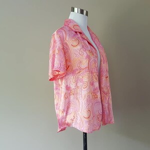 Medium Sleep Shirt, Delicates Bed Top, pink pajama shirt, Satin sleep top, Short Sleeve bed top, Vintage Lingerie image 8