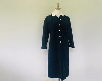Dark Blue Size 10 Long Sleeve Couture Soft Suede  Dress Vintage Apparel