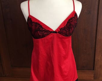 Medium Red Babydoll with Black Lace...