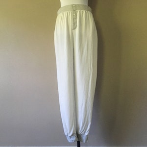 Sleep Pants Plus Size 1X Gray White Striped Bed Bottoms Rayon Elastic Band Waist  Vintage Lingerie