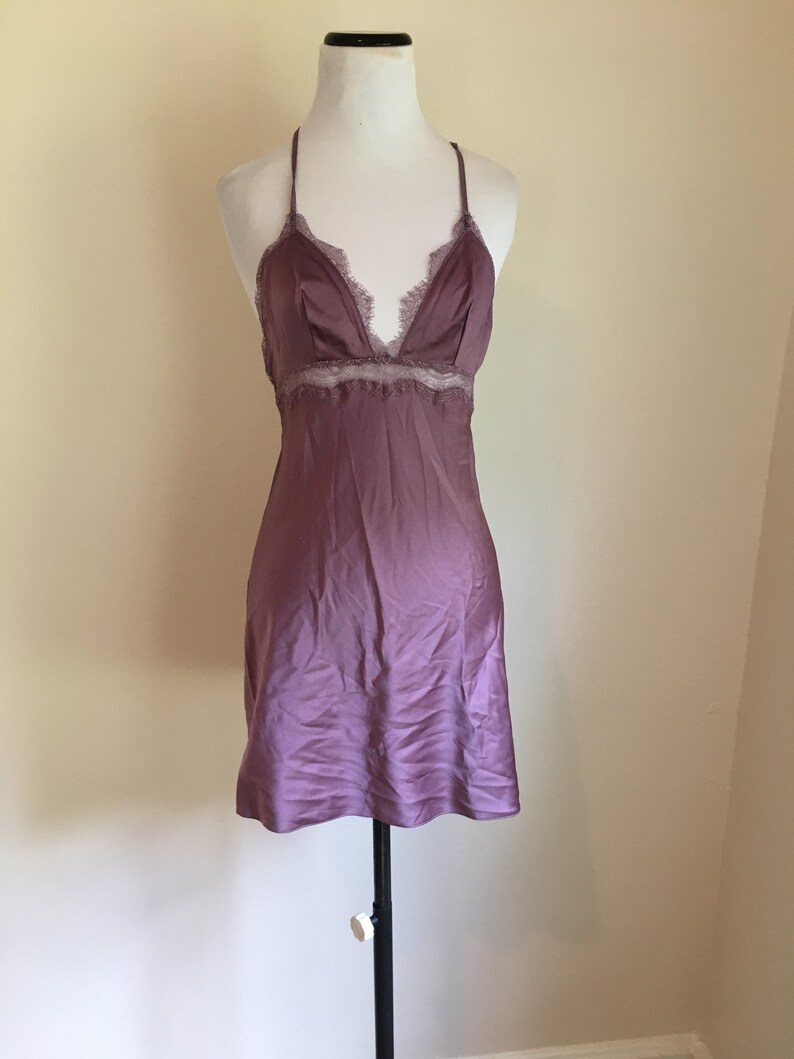 Chemise S/P/CH Victoria's Secret Purple Slip Dress Lace V | Etsy