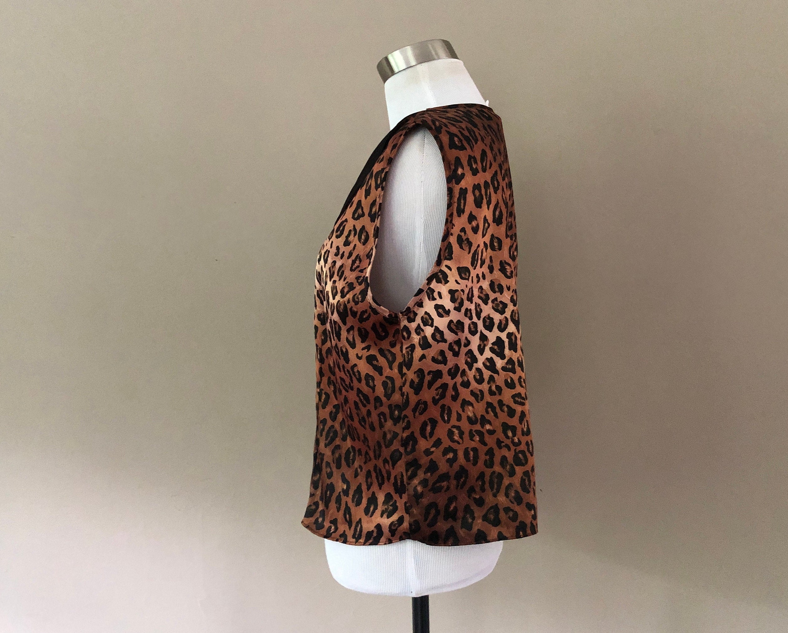 Pyjama Top Medium Kathy Irland Intim Leopard Druck Knopf Front | Etsy