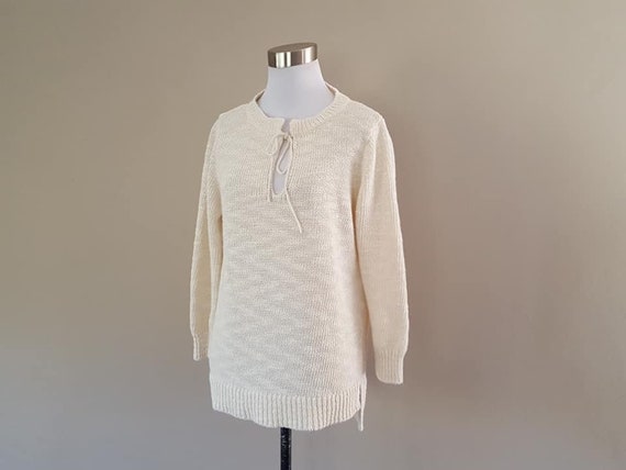 Pullover Large Ann Taylor Loft Neck Tie Crew Neck… - image 2